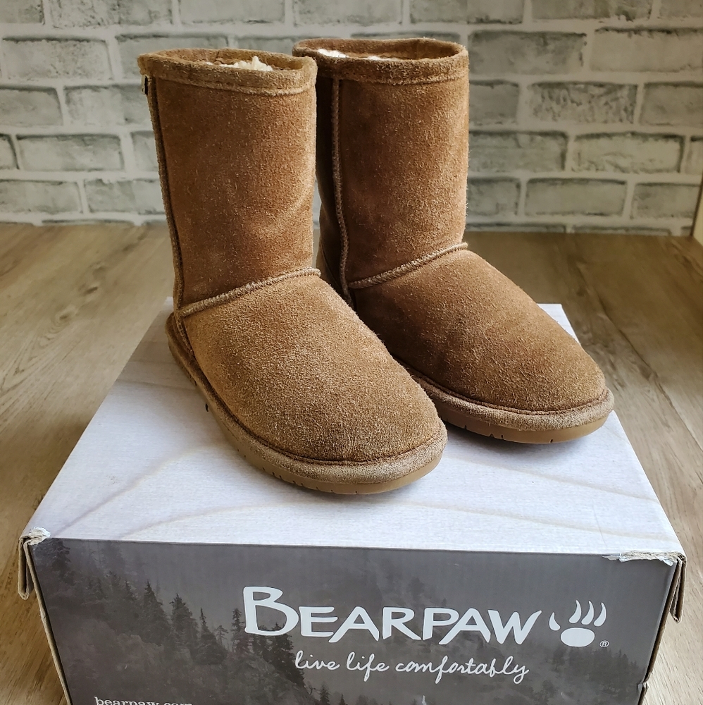 Bearpaw Emma Brown Boots Sheepskin & Suede Ankle Winter Boots